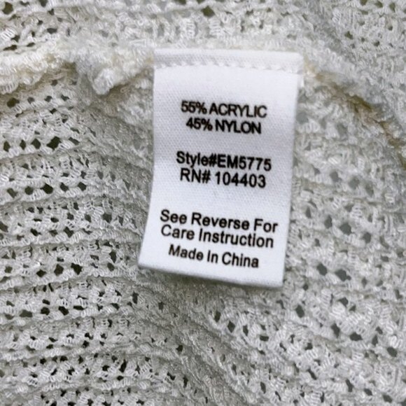 Boho Knit Tank Top White Cream Semi Sheer Coastal Flowy Blouse Womens Size Small - Picture 5 of 5